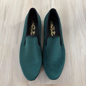 Harpelunde Green Velvet Slip-On Loafer Men's Dress Shoes Size 10 Handmade